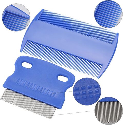 6 Pack Flea Lice Comb for Dogs Cats, Pet Tear Stain Remover Grooming Comb with Rounded Metal Teeth for Small, Medium & Large Pets, Blue in Saudi Arabia