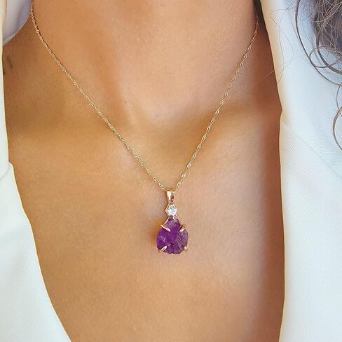 Raw Gemstone Crystal Pendant Chain and Clear Quartz Necklace, Birthstone Gift for her, Mothers day, Christmas, Anniversary, Birthday Gift, Uniquelan Jewelry (Carnelian, rose-gold) in Saudi Arabia
