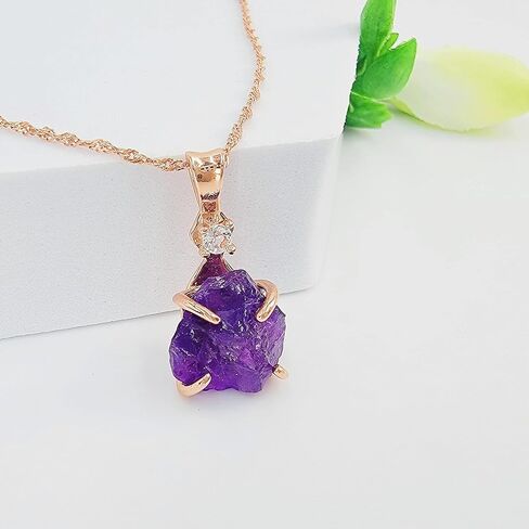 Raw Gemstone Crystal Pendant Chain and Clear Quartz Necklace, Birthstone Gift for her, Mothers day, Christmas, Anniversary, Birthday Gift, Uniquelan Jewelry (Carnelian, rose-gold) in Saudi Arabia