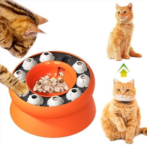 Slow Feeder Cat Bowl,Interactive Cat Toys for Indoor Cats,Cat Puzzle Feeder Pet Toy for Aid Pets Digestion & Mental Stimulation(Orange) in Saudi Arabia