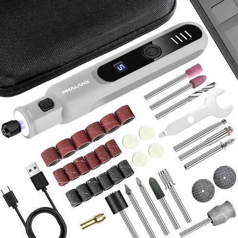 Dog Nail Grinder - Rechargeable Pet Nail Grinder, Electric Upgraded 5 Speed w LED Lights Cordless Dog Nail Trimmer Kit, 40 Accessories Pet Dog Claw Care Kit for Dogs Cats and Small Medium Animals Grey in Saudi Arabia