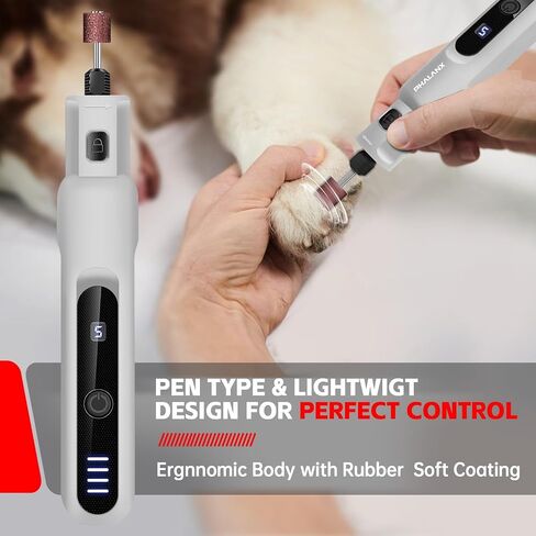 Dog Nail Grinder - Rechargeable Pet Nail Grinder, Electric Upgraded 5 Speed w LED Lights Cordless Dog Nail Trimmer Kit, 40 Accessories Pet Dog Claw Care Kit for Dogs Cats and Small Medium Animals Grey in Saudi Arabia