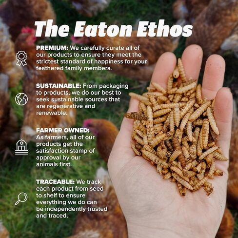 EATON PET AND PASTURE Premium Grubs, USA Grown Dried Black Soldier Fly Larvae, High Calcium Treat for Chickens, Ducks, Wild Birds (5 LB) in Saudi Arabia