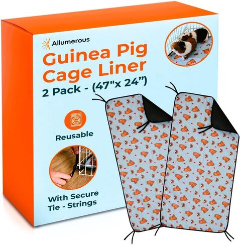 Guinea Pig Cage Liner for Odor Control | 47"x24" Ultra Absorbent Fleece Guinea Pig Bedding | 2pcs Leak Proof Washable Pee Pads | Puppy Pee Pads for Dogs, Hamsters, Rats, Rabbits | Pet Essentials in Saudi Arabia