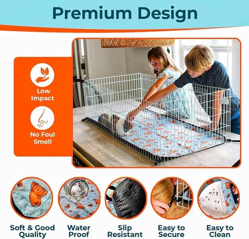 Guinea Pig Cage Liner for Odor Control | 47"x24" Ultra Absorbent Fleece Guinea Pig Bedding | 2pcs Leak Proof Washable Pee Pads | Puppy Pee Pads for Dogs, Hamsters, Rats, Rabbits | Pet Essentials in Saudi Arabia