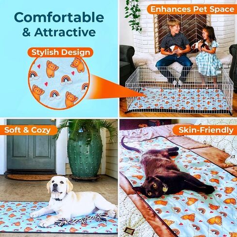 Guinea Pig Cage Liner for Odor Control | 47"x24" Ultra Absorbent Fleece Guinea Pig Bedding | 2pcs Leak Proof Washable Pee Pads | Puppy Pee Pads for Dogs, Hamsters, Rats, Rabbits | Pet Essentials in Saudi Arabia