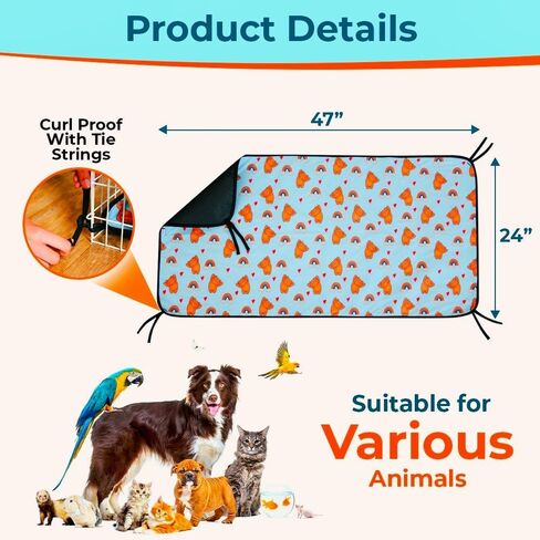Guinea Pig Cage Liner for Odor Control | 47"x24" Ultra Absorbent Fleece Guinea Pig Bedding | 2pcs Leak Proof Washable Pee Pads | Puppy Pee Pads for Dogs, Hamsters, Rats, Rabbits | Pet Essentials in Saudi Arabia