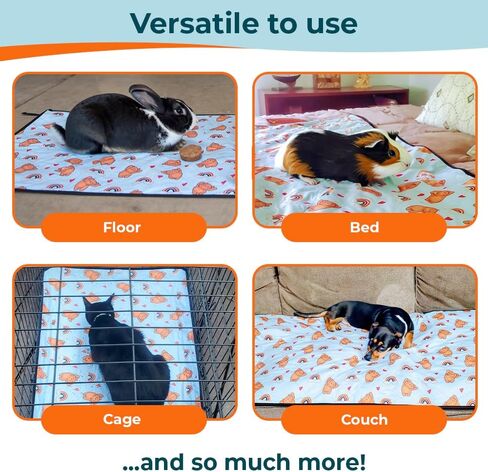 Guinea Pig Cage Liner for Odor Control | 47"x24" Ultra Absorbent Fleece Guinea Pig Bedding | 2pcs Leak Proof Washable Pee Pads | Puppy Pee Pads for Dogs, Hamsters, Rats, Rabbits | Pet Essentials in Saudi Arabia