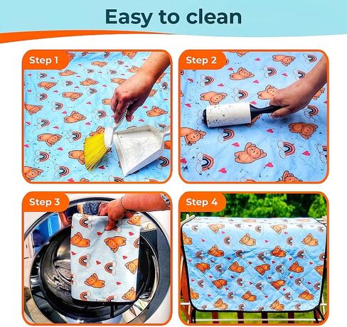 Guinea Pig Cage Liner for Odor Control | 47"x24" Ultra Absorbent Fleece Guinea Pig Bedding | 2pcs Leak Proof Washable Pee Pads | Puppy Pee Pads for Dogs, Hamsters, Rats, Rabbits | Pet Essentials in Saudi Arabia