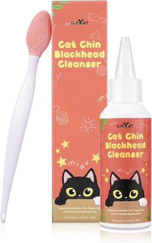 Cat Chin Care Kit: Blackhead Cleanser & Clean Brush Combo - Gentle Skincare for Feline Chin Acne Relief & Clearer Skin, 2.03(fl oz) in Saudi Arabia