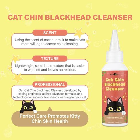 Cat Chin Care Kit: Blackhead Cleanser & Clean Brush Combo - Gentle Skincare for Feline Chin Acne Relief & Clearer Skin, 2.03(fl oz) in Saudi Arabia