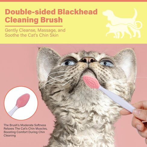 Cat Chin Care Kit: Blackhead Cleanser & Clean Brush Combo - Gentle Skincare for Feline Chin Acne Relief & Clearer Skin, 2.03(fl oz) in Saudi Arabia