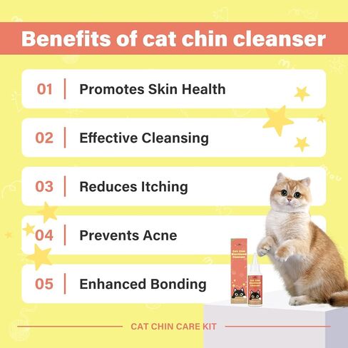 Cat Chin Care Kit: Blackhead Cleanser & Clean Brush Combo - Gentle Skincare for Feline Chin Acne Relief & Clearer Skin, 2.03(fl oz) in Saudi Arabia