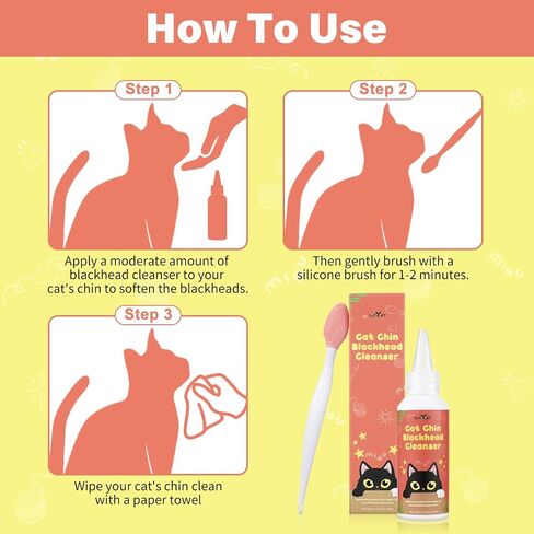 Cat Chin Care Kit: Blackhead Cleanser & Clean Brush Combo - Gentle Skincare for Feline Chin Acne Relief & Clearer Skin, 2.03(fl oz) in Saudi Arabia