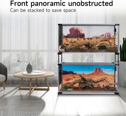 30 جالون خزان الزواحف الزجاجي تررم الزواحف، خزان التنين الملتحي مع التهوية العلوية، حاوية خزان الثعبان للسانكس، التنين الملتحي، أبو بريص الفهد 31''x15''x13'' in Kuwait