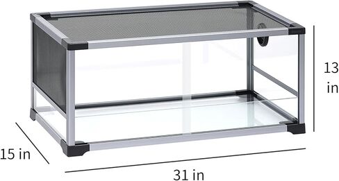 30 جالون خزان الزواحف الزجاجي تررم الزواحف، خزان التنين الملتحي مع التهوية العلوية، حاوية خزان الثعبان للسانكس، التنين الملتحي، أبو بريص الفهد 31''x15''x13'' in Kuwait