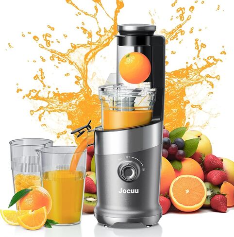 Jocuu Cold Press Juicer Machine with Large Feeding Chute, Slow Masticating Juicer for Vegetables and Fruits with High Juicer Yield, Effortless Cleaning, BPA Free Whole Fruit Juicer in Saudi Arabia