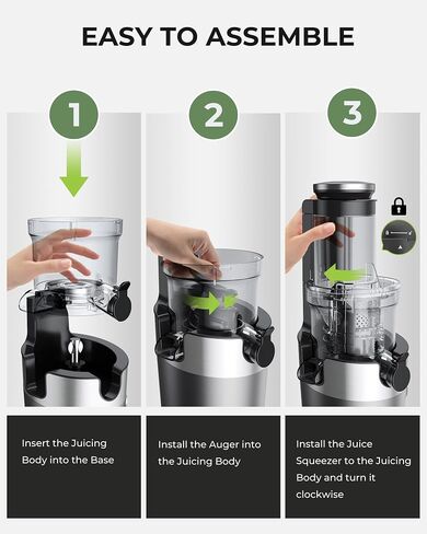 Jocuu Cold Press Juicer Machine with Large Feeding Chute, Slow Masticating Juicer for Vegetables and Fruits with High Juicer Yield, Effortless Cleaning, BPA Free Whole Fruit Juicer in Saudi Arabia