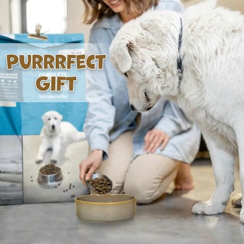 Dog Slow Feeder Ceramic Bowls Set with Stand, Cute Paw Slow Feeding Food Bowl and Water Bowl for Medium Breed, Ceramics Dog Dishes,Non Slip, Brithday Gifts, Grey in Saudi Arabia