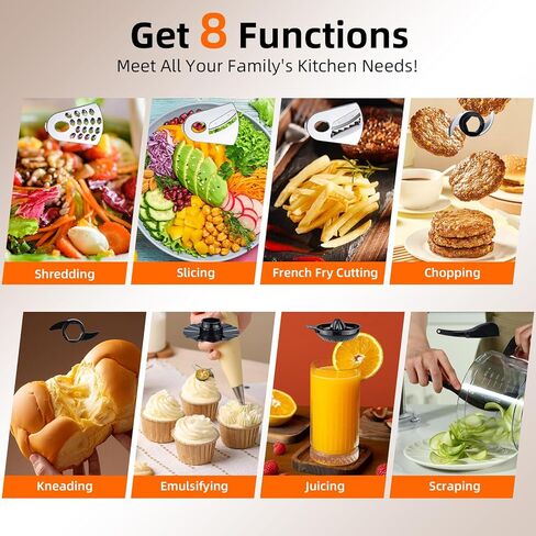 محضر طعام ديفي 8 أكواب، جدولة زمنية متقدمة وتحكم في السرعة، عصير 8 في 1، تقطيع، عجين، استحلاب، تقطيع، تقطيع وتقطيع القلي الفرنسي، للاستخدام المنزلي، 600 وات، أسود in Kuwait