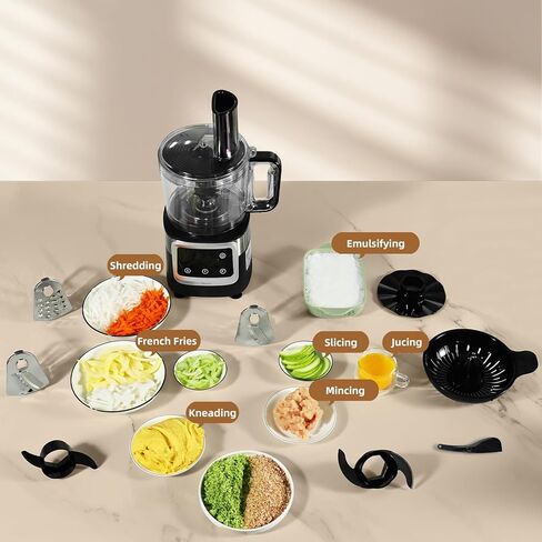 محضر طعام ديفي 8 أكواب، جدولة زمنية متقدمة وتحكم في السرعة، عصير 8 في 1، تقطيع، عجين، استحلاب، تقطيع، تقطيع وتقطيع القلي الفرنسي، للاستخدام المنزلي، 600 وات، أسود in Kuwait