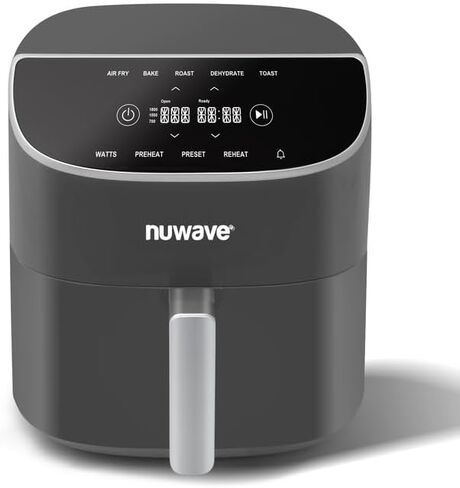 Nuwave 8QT Brio Air Fryer Plus Black, Digital LED Touch Screen with Cool White Display, 50°F~400°F in Precise 5°, 3 Wattage Alternatives, 5 Cook Functions, 50 Memory, PFAS Free, New & Improved in Saudi Arabia