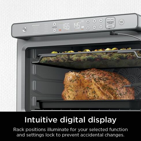 Ninja Prestige Smart XL with Pro Cook System 10-in-1 Air Fry Digital Countertop Convection Toaster Oven with Air Fry, Air Roast, Broil & Bake, Pro Cook Thermometer, 1800 Watts, Stainless Steel, DT551 in Saudi Arabia