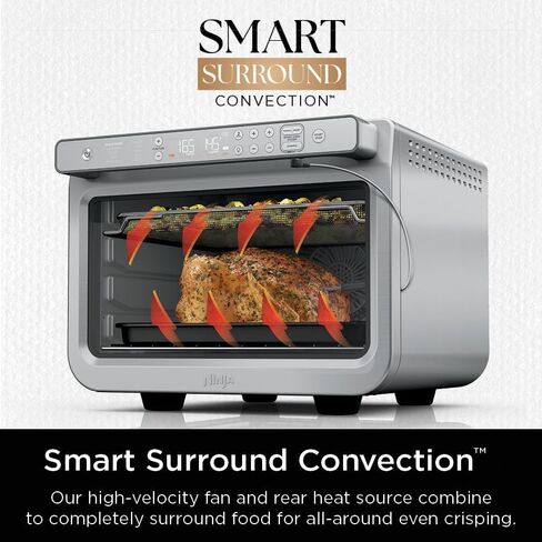 Ninja Prestige Smart XL with Pro Cook System 10-in-1 Air Fry Digital Countertop Convection Toaster Oven with Air Fry, Air Roast, Broil & Bake, Pro Cook Thermometer, 1800 Watts, Stainless Steel, DT551 in Saudi Arabia