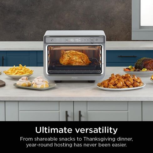 Ninja Prestige Smart XL with Pro Cook System 10-in-1 Air Fry Digital Countertop Convection Toaster Oven with Air Fry, Air Roast, Broil & Bake, Pro Cook Thermometer, 1800 Watts, Stainless Steel, DT551 in Saudi Arabia