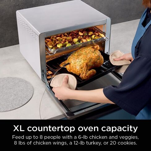 Ninja Prestige Smart XL with Pro Cook System 10-in-1 Air Fry Digital Countertop Convection Toaster Oven with Air Fry, Air Roast, Broil & Bake, Pro Cook Thermometer, 1800 Watts, Stainless Steel, DT551 in Saudi Arabia