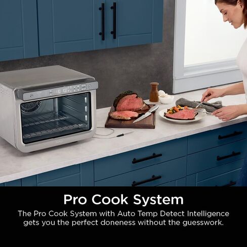 Ninja Prestige Smart XL with Pro Cook System 10-in-1 Air Fry Digital Countertop Convection Toaster Oven with Air Fry, Air Roast, Broil & Bake, Pro Cook Thermometer, 1800 Watts, Stainless Steel, DT551 in Saudi Arabia
