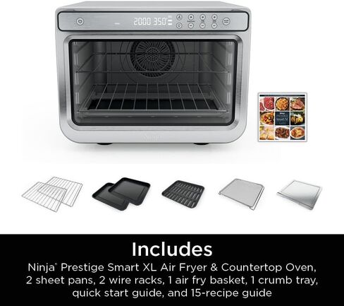 Ninja Prestige Smart XL with Pro Cook System 10-in-1 Air Fry Digital Countertop Convection Toaster Oven with Air Fry, Air Roast, Broil & Bake, Pro Cook Thermometer, 1800 Watts, Stainless Steel, DT551 in Saudi Arabia