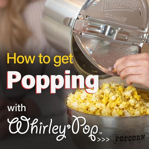 صانع الفشار الأصلي من Whirley Pop - بوبر الفشار بسعة 6 لتر مع خمس مجموعات فرقعة، وعاء الفشار من الألومنيوم مع تروس من النايلون، صانع الفشار العلوي من واباش فالي فارمز، مقلاة الفشار (أحمر) in Saudi Arabia