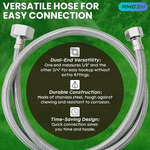 وعاء مياه الشرب التلقائي للحيوانات مع خرطوم أنبوب 39 بوصة (1/2 بوصة + 3/4 بوصة نهايات)، 2 صمامات عائمة، 2 مسمار توسيع، شريط خام، 304 من الفولاذ المقاوم للصدأ للكلاب والحصان والماعز والبقرة (مع فتحة تصريف) in Kuwait