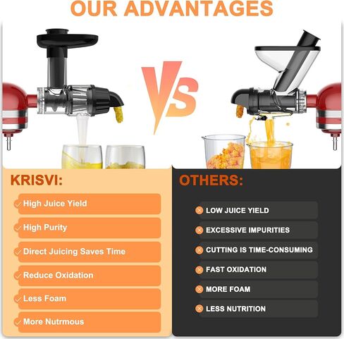 Masticating Juicer Attachment for KitchenAid Stand Mixer, Slow Juicer Attachment for Kitchen Aid with Silicone Tube and Cleaning Brush, Efficient and Easy to Clean Cold Press Juicer Parts in Saudi Arabia