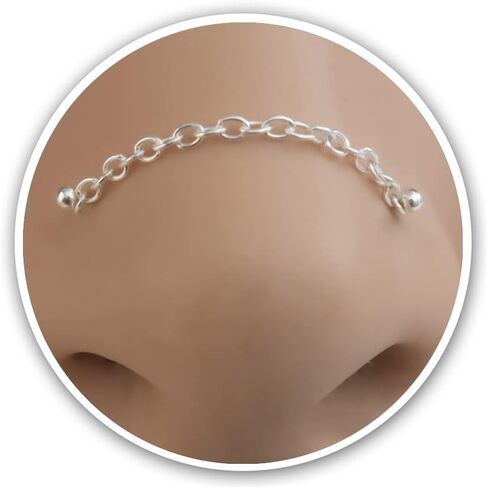 ثقب سلسلة الأنف عبر الأنف - سلسلة الأنف من الفضة الاسترليني ترصيع حلقات سلسلة الأنف للنساء (الفضة الاسترليني) in Kuwait