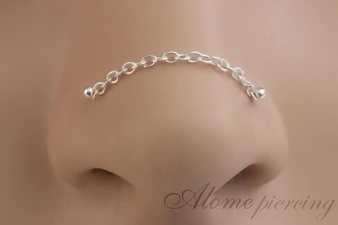 ثقب سلسلة الأنف عبر الأنف - سلسلة الأنف من الفضة الاسترليني ترصيع حلقات سلسلة الأنف للنساء (الفضة الاسترليني) in Kuwait