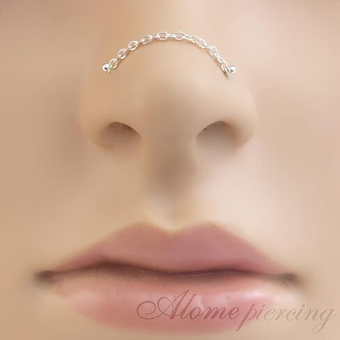 ثقب سلسلة الأنف عبر الأنف - سلسلة الأنف من الفضة الاسترليني ترصيع حلقات سلسلة الأنف للنساء (الفضة الاسترليني) in Kuwait