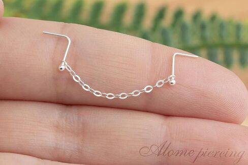 ثقب سلسلة الأنف عبر الأنف - سلسلة الأنف من الفضة الاسترليني ترصيع حلقات سلسلة الأنف للنساء (الفضة الاسترليني) in Kuwait