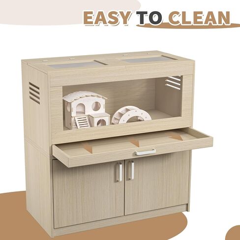 2-Tier Wooden Hamster Cage Mice and Rat Cage Small Animals Hutch with Openable Top,Independent Storage Shelf Wooden Guinea Pig House Habitat Playpen with Ramp,Hideout,Platform,Pull Out Tray in Saudi Arabia