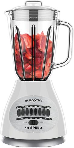 EUROSTAR 450W 14-Speed Glass Jar Blender (RED) in Saudi Arabia