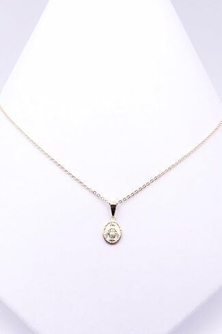 SIFRIMANIA 18K Gold Plated Miraculous Medal Necklaces for Women Petite Lady of Grace Pendant Chain (Oval) in Saudi Arabia