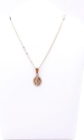 SIFRIMANIA 18K Gold Plated Miraculous Medal Necklaces for Women Petite Lady of Grace Pendant Chain (Oval) in Saudi Arabia