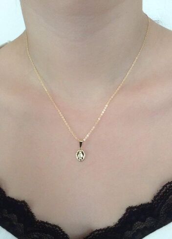 SIFRIMANIA 18K Gold Plated Miraculous Medal Necklaces for Women Petite Lady of Grace Pendant Chain (Oval) in Saudi Arabia