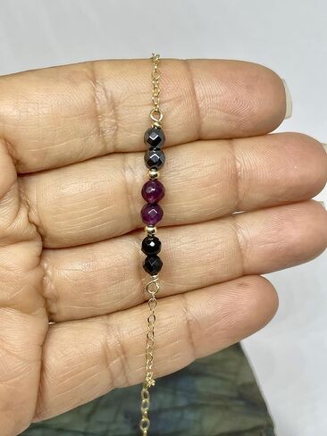 سوار الحماية Empath، الذهب الوردي، التورمالين الأسود، الكوارتز الوردي، الهيماتيت، سوار الجمشت، الحد الأدنى، حجر الحماية (الجمشت/التورمالين، الذهب الوردي) in Saudi Arabia