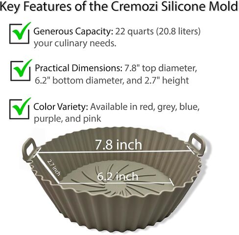 Food Grade Silicone Baking Pan, BPA Free, 22 Quarts (20.8 L), 7.8"x6.2"x2.7", 250°C/482°F Max, Non-Stick, Red, Grey, Blue, Purple, Pink in Saudi Arabia