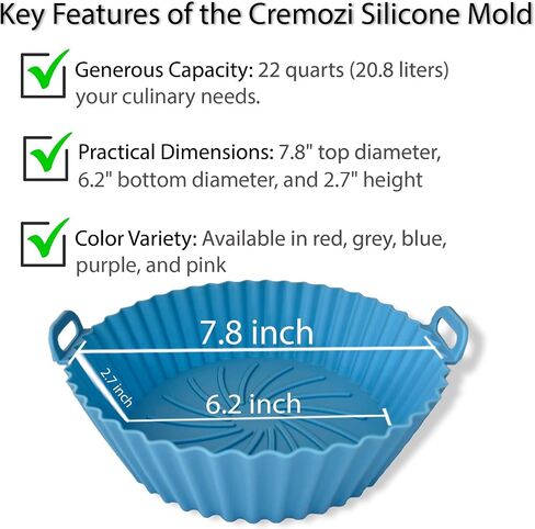 Food Grade Silicone Baking Pan, BPA Free, 22 Quarts (20.8 L), 7.8"x6.2"x2.7", 250°C/482°F Max, Non-Stick, Red, Grey, Blue, Purple, Pink in Saudi Arabia
