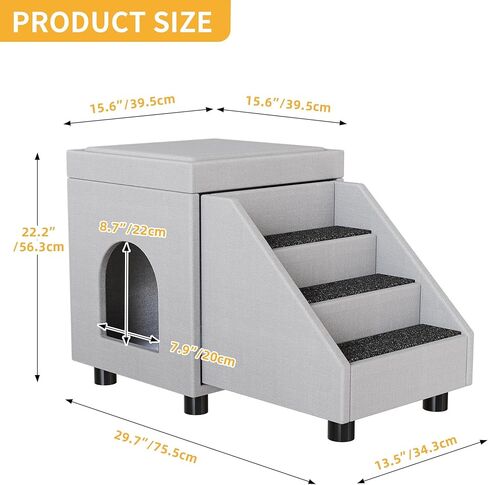 DWVO Foldable Dog Stairs for Small Dogs, Cat Window Perch with Stairs, Dog Steps for High Bed and Couch Hold Up to 230 lbs, Multi-Purpose Pet Bunk Bed with Mats for Puppy, Cats, Grey in Saudi Arabia