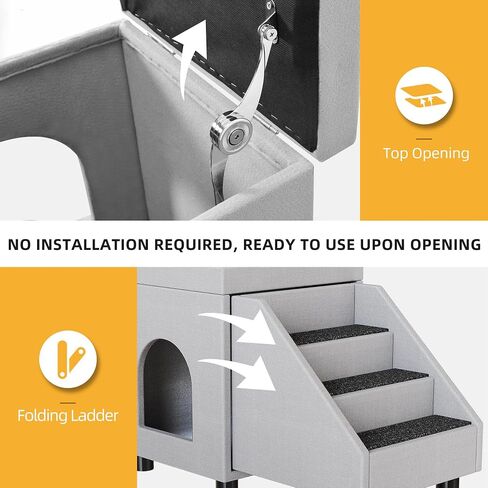 DWVO Foldable Dog Stairs for Small Dogs, Cat Window Perch with Stairs, Dog Steps for High Bed and Couch Hold Up to 230 lbs, Multi-Purpose Pet Bunk Bed with Mats for Puppy, Cats, Grey in Saudi Arabia