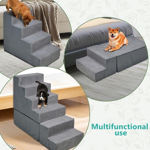 سلالم الكلاب للأسرة المرتفعة بارتفاع 76.2 سم، خطوات للكلاب/القطط الصغيرة مكونة من 6 خطوات، سلالم للحيوانات الأليفة/درجات للحيوانات الأليفة للأسرّة المرتفعة/التسلق بجانب السرير، سلالم للكلاب المتوازنة غير قابلة للانزلاق للكلاب الكبيرة في السن/القطط المصابة in Kuwait